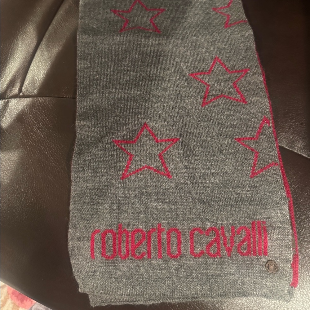 Roberto Cavalli Gray Scarf with Red Stars Children Kids